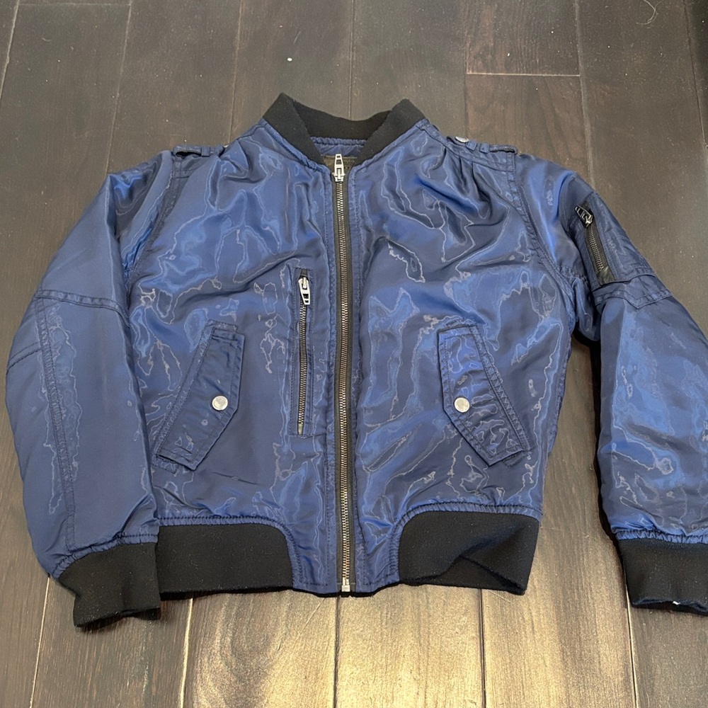 Kids Navy Blue BlankNYC Bomber Jacket size large